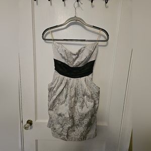 Silver Strapless Dress with Pockets